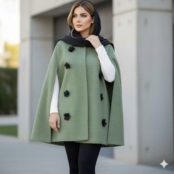 تصویر پانچ زنانه غزاله فری سایز با جنس دورس و رنگ کرم 