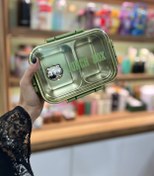 تصویر لانچ باکس داخل استیل دو خونه ای خرسی - سبز 