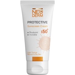 تصویر کرم ضد آفتاب بدون رنگ نئودرم SPF 50 مدل Highly Protective ‌مناسب پوست های نرمال تا خشک حجم 50 میلی‌لیتر Neuderm highly protective sunscreen cream