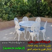تصویر میز و صندلی باغی ویلایی مدل طاووسی آلومینیومی ظرفیت ۴ نفر 