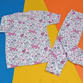 تصویر پیراهن و شلوار بچگانه طرح پروانه ای 