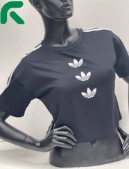 تصویر کراپ زنانه آدیداس سوپر نخ وارداتی آدیداس چاپی کد 6503 - مشکی / XL 