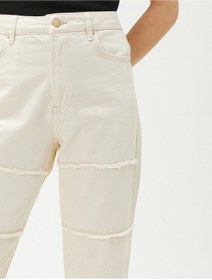 تصویر خرید اینترنتی شلوار جین زنانه سفید کوتون 3SAL40159MD Yüksek Bel Kot Pantolon Rahat Kesim Hafif Dar Paça - Mom Jeans