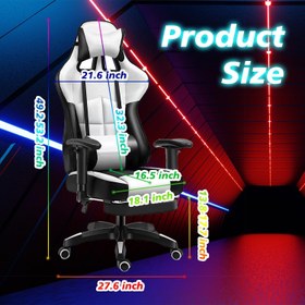 تصویر Chulovs Gaming Office Chair with Footrest Ergonomic Leather Video Game Chair Adjustable Armrest High Back Gamer Chair with Headrest and Lumbar Support (White) - ارسال 15 الی 20 روز کاری 