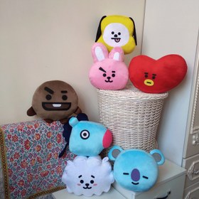 تصویر مجموعه 8 عددی عروسک bt21 سایز 25*25 سانتیمتر 