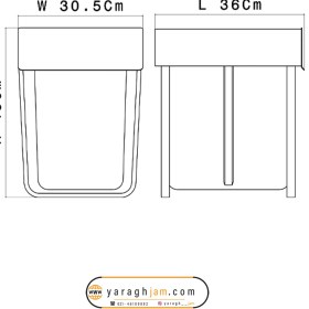 تصویر سطل زباله کابینتی آدلان مدل A814 | نقره ای سطل زباله متفرقه مدل آدلان مدل A814