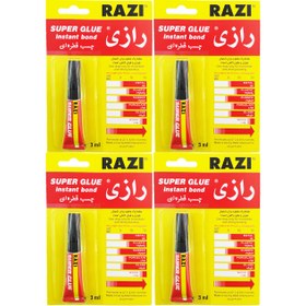 تصویر چسب قطره ای رازی مدل Super Glue حجم 3 میلی لیتر بسته 4 عددی Razi Super Glue Instant Bond Adhesive 3ml