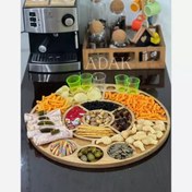 تصویر سینی پذیرایی گرد چوبی بزرگ قطر ۵۰ سانت 