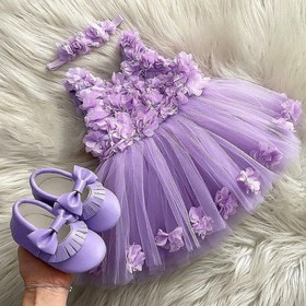 تصویر پیراهن دخترانه شکوفه با هدبند 