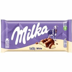 تصویر تابلت شکلات شیری بابلی وایت میلکا Milka Bubbly White Chocolate 