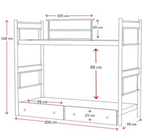 تصویر تختخواب دو طبقه مدل صبا سایز 200 × 90 سانتی متر بدون کشو 