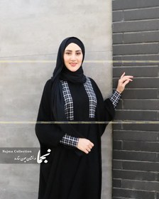 تصویر عبا اسپرت فری سایز کرپ عبایی مدل نجلا مزون نجما - مشکی / سایز Sport Abaya Najla Abaya