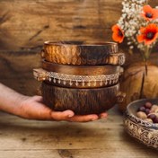 تصویر کاسه چوبی سه عددی مدل توکا کد 0308 