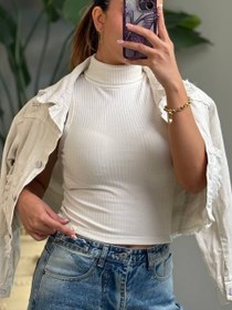 تصویر تاپ یقه اسکی - سفید 