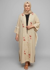 تصویر مانتو عبایی گلدوزی شده 