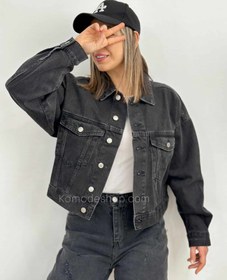 تصویر کت کراپ جین زارا زغالی ۸۰۲۶۱ (Oversize denim jacket) 