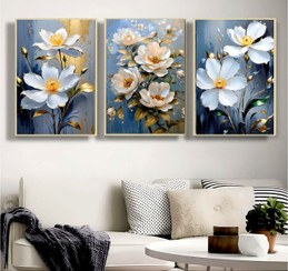 تصویر تابلو دکوراتیو ۳تیکه طرح گل مدرن کد۰۰۱۲ 