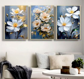تصویر تابلو دکوراتیو ۳تیکه طرح گل مدرن کد۰۰۱۲ 
