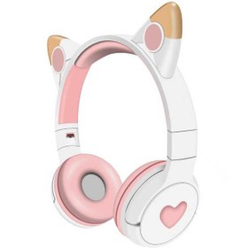 تصویر هدفون بلوتوثی طرح گربه ای مدل KT-59 Bluetooth headphones with cat design