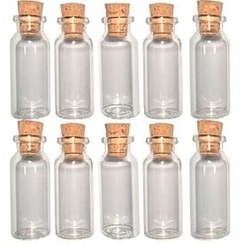 تصویر بطری نوشیدنی با درب چوب پنبه مدل 15 سی سی بسته ۱۰ عددی 