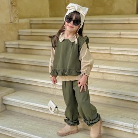 تصویر ست پوشاک دخترانه مدل ستین پاییزی 