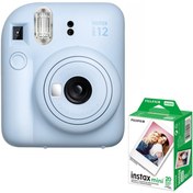 تصویر دوربین چاپ سریع فوجی آبی پاستیلی با فیلم ۲۰ تایی FUJIFILM INSTAX MINI 12 Pastel Blue X 2 film 10 pcs 