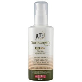 تصویر كرم ضد آفتاب پمپی اس پی اف 50 پوست چرب بی رنگ 100 میلی لیتر ژوت Jute spf50 For Oily Skin Colorless Sunscreen Cream