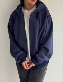 تصویر سوئیشرت زیپی کلاه دار دورس 3 نخ کرک دار رنگبندی 