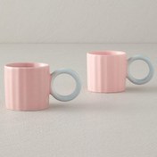 تصویر ست 2 عددی فنجان چینی انگلیش هوم مدل Angled سایز 90 میل صورتی Angled New Bone China 2 Piece Coffee Cup Set for 2 People 90 ml Light Pink