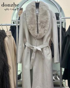 تصویر پالتو بلند یقه خز 