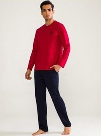 تصویر ست پیژامه مردانه 2 مجموعه لباس خواب بلند بازوی D'S Damat 