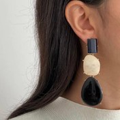 تصویر گوشواره سه شکل کرم-سرمه ای 