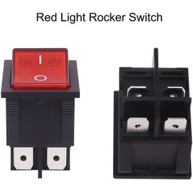 تصویر کلید راکر 30 آمپر چراغ دار بزرگ 4 کنتاکت قرمز KCD4 Rocker Switch