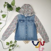 تصویر کت جین نوزادی دخترانه آستین بلند برند pepperts طرح موسیقی کلاه دار آبی رنگ 