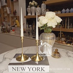 تصویر جاشمعی رومیزی برنجی طرح فلورانس 