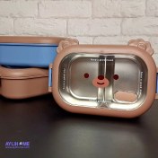 تصویر ظرف غذا لانچ باکس lunch box داخل استیل طرح خرس lunch box bear