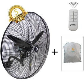 تصویر پنکه صنعتی دیواری برنازی سایز ۶۵ ریموت دار 