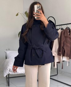 تصویر ترنچ کت کوتاه زنانه - مشکی / ۷۵ 