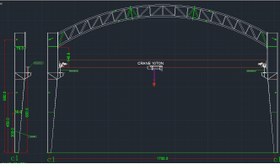 تصویر دانلود محاسبات و نقشه های سوله قوسی دهانه 17 متر خرپایی با جرثقیل 10 تن 