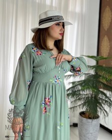 تصویر پیراهن حریر گلدوزی ترک - مشکی / S 