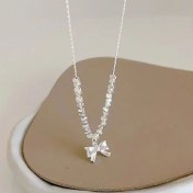 تصویر گردنبند پاپیون مهره ای آب نقره 