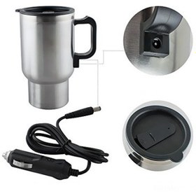 تصویر ماگ (چای ساز) داخل استیل فندکی برقی داخل ماشین ۱۲ وات (فلاسک فندکی خودرو) Electric mug 12v