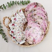 تصویر فنجان و نعلبکی طرح گل اروپایی چینی 