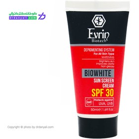 تصویر كرم ضد آفتاب اس پی اف 30 و روشن كننده 50 میلی لیتر اورین بیوتك Evrin Biotech SPF 30 Biowhite Sun Screen Cream