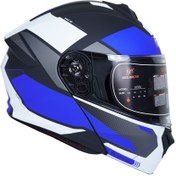 تصویر کلاه کاسکت فک متحرک فلش مدل 935V رنگ سفید ابی 