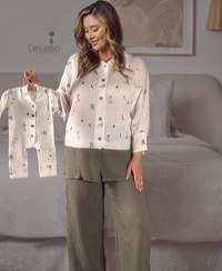 تصویر ست  مادر و کودک شومیز (طرح توتورو) و شلوار سبز موسلین 