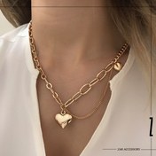 تصویر گردنبند زنانه کارتیه دو قلب آویز 