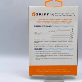 تصویر کابل شارژ آیفون لایتنینگ گریفین Griffin طول یک متر 