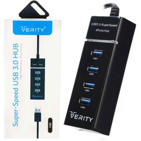 تصویر هاب 4 پورت USB 3.0 وریتی مدل H402 مشکی HUB USB 0.3 - VERITY