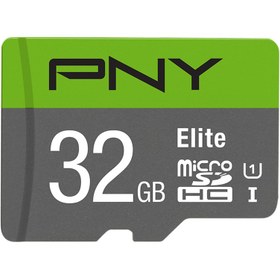 تصویر رم میکرو 32 گیگ پی ان وای PNY Elite U1 C10 100MB/s + خشاب PNY Elite U1 C10 100MB/s 32GB MicroSDHC Memory With Adapter